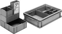 Skrzynka ESD do pojemnika EUR 600x400mm, rozmiar 1/2, 555x177x99mm Skrzynka ESD do pojemnika EUR 600x400mm, rozmiar 1/2, 555x177x99mm